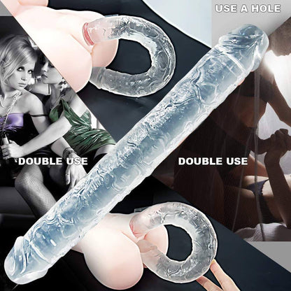 Double-Ended-Realistic-Dildo-Flexible-Clear-Jelly-Long-Dong-for-Double-Sided