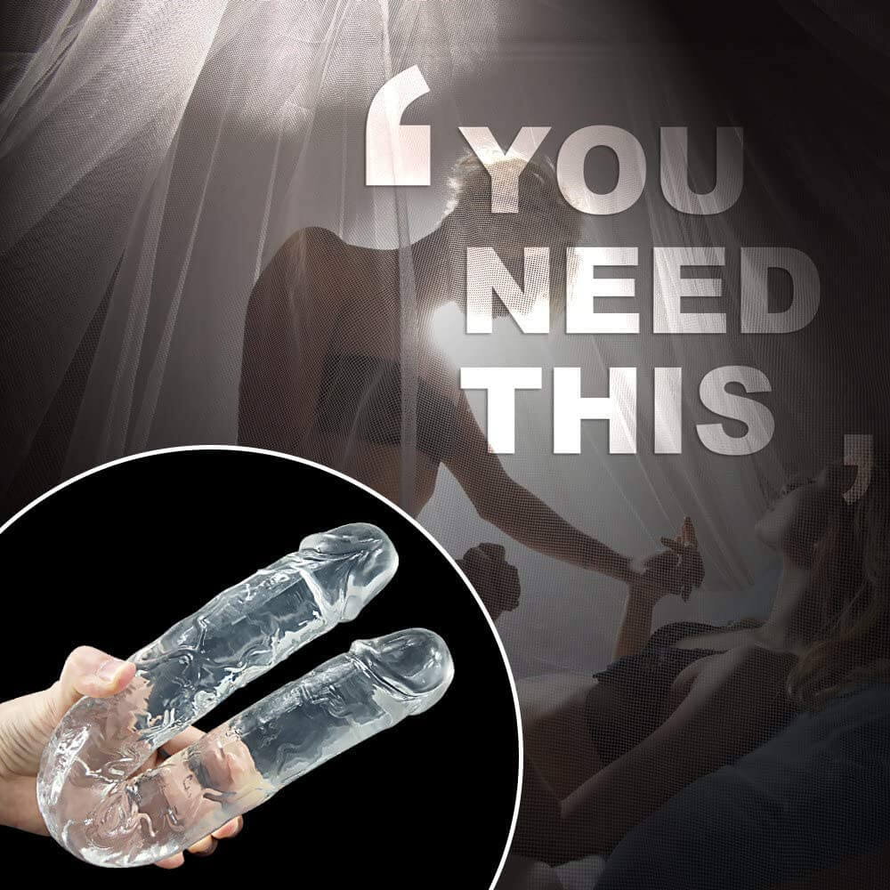 Double-Ended-Realistic-Dildo-Flexible-Clear-Jelly-Long-Dong-for-Double-Sided