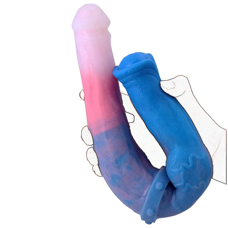 Macaron Double Ended Dog Horse Pink Dildo Long Silicone Double